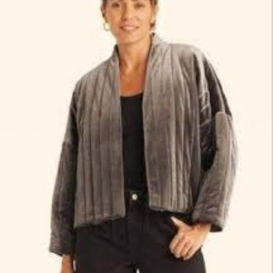 A NEW DAY Gray Quilted Velour Cropped Jacket – OSFM